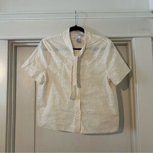 Anthropologie Cream Cowboy Short Sleeve Shirt
